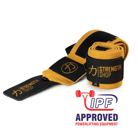 Muñequeras o wrist wraps de strength shop para powerlifting o deportes de fuerza rigidas de 24 pulgadas o 60cm 