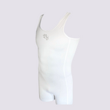 Singlet powerlifting, color blanco, ropa deportiva de licra